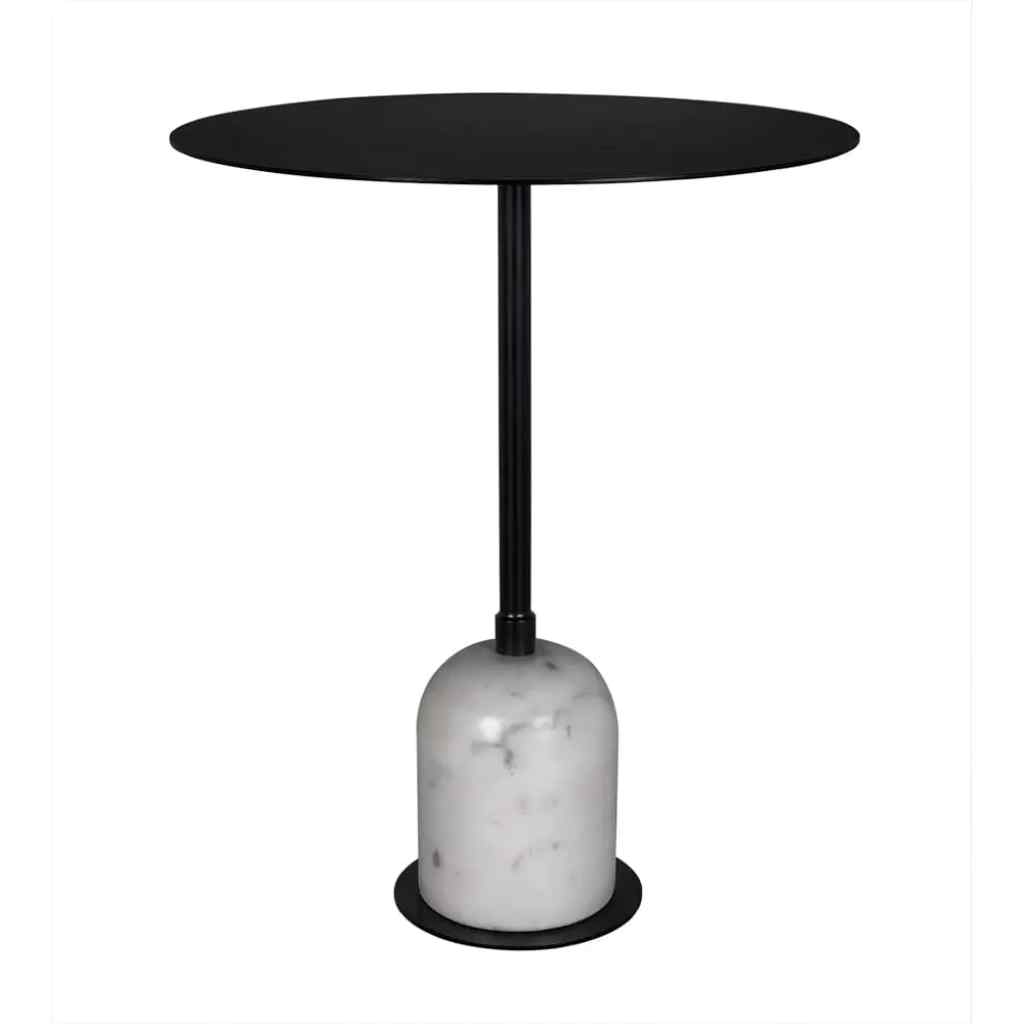 Noir Letitia Black Marble Top Side Table