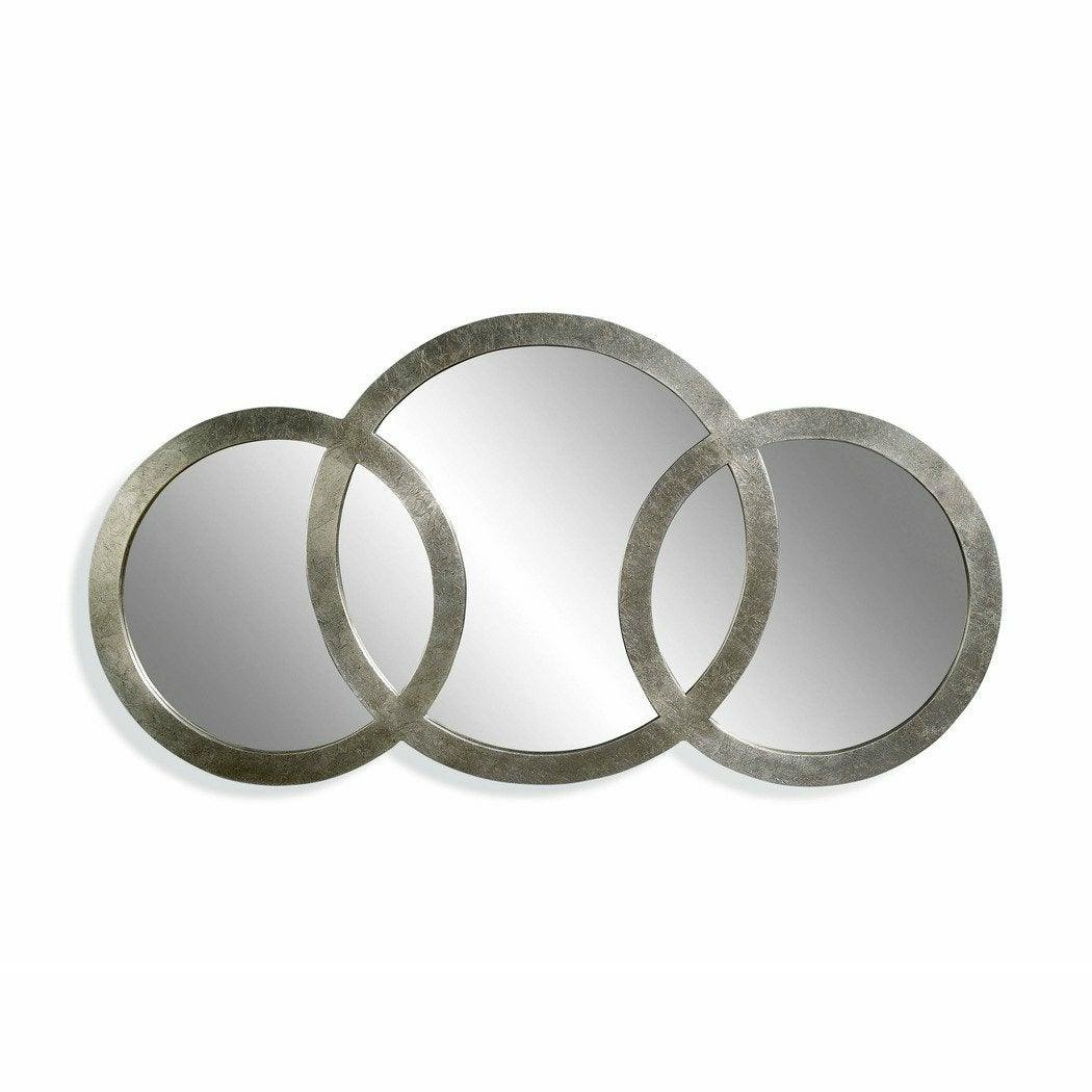 Libra 3 Ring Wall Mirror 58" Round Silver Leaf Wall Mirrors Sideboards and Thangs By Bassett Mirror