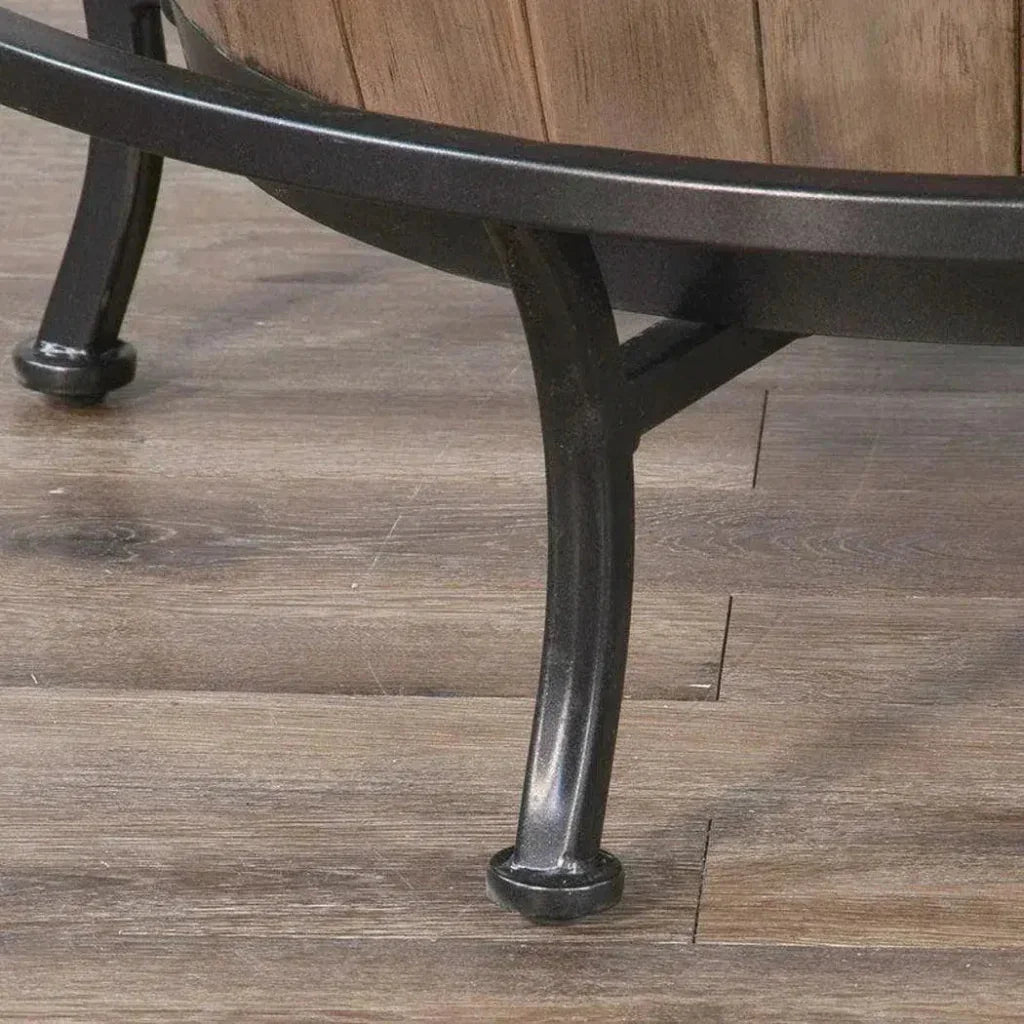 Sunny D Light Brown Round Barrel Pub Table Barstools 5 PC Set