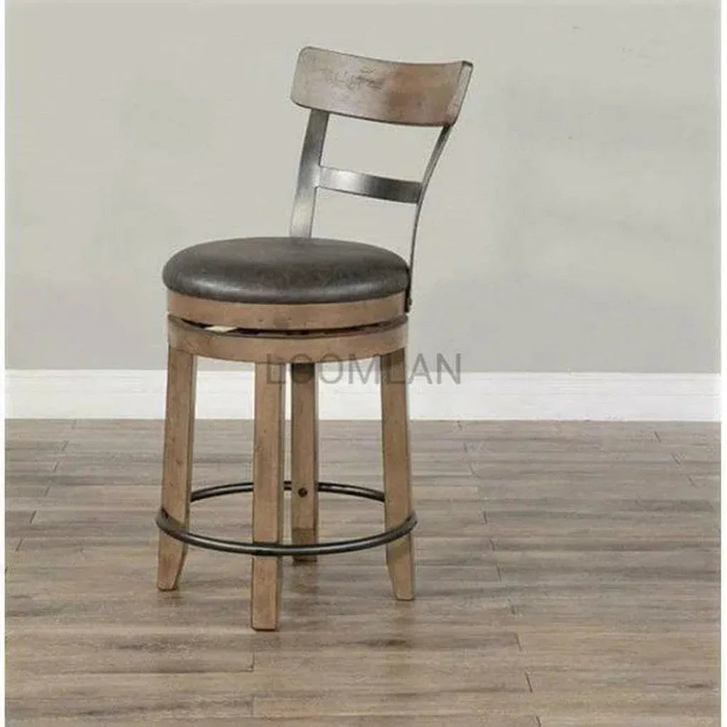 Sunny D Light Brown Round Barrel Pub Table Barstools 5 PC Set