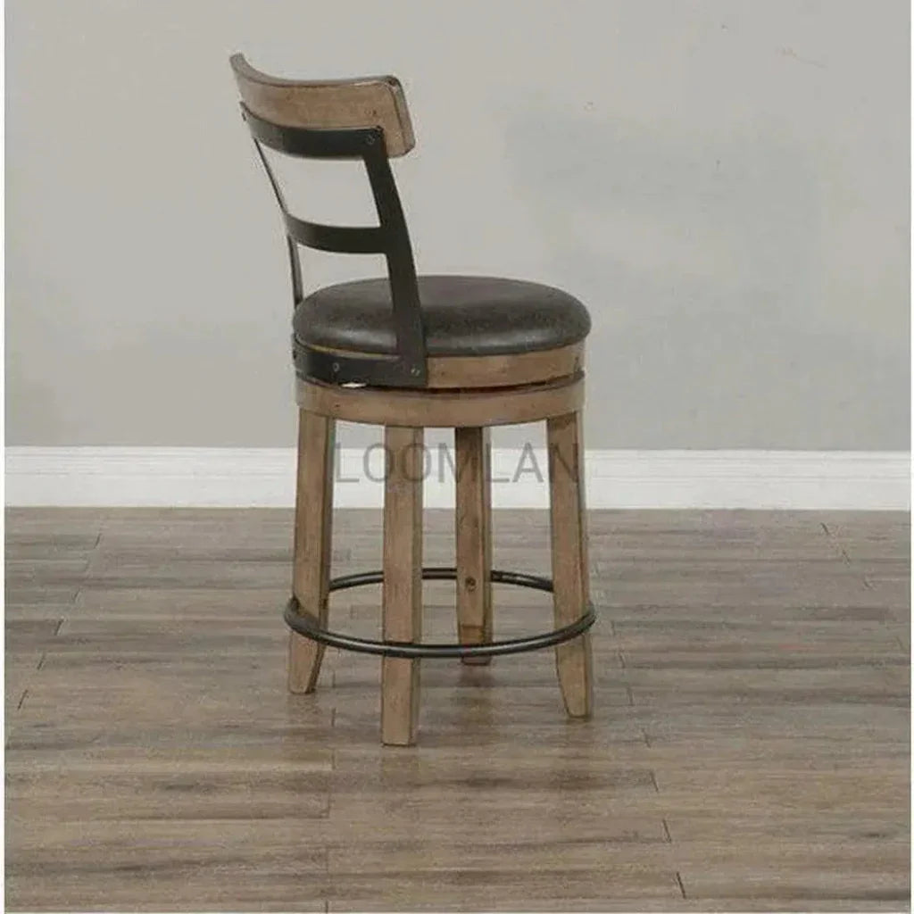 Sunny D Light Brown Round Barrel Pub Table Barstools 5 PC Set