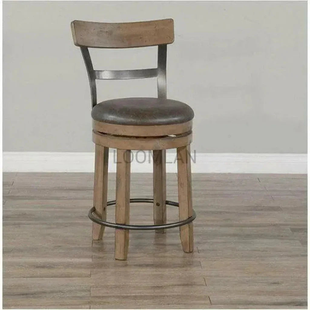 Sunny D Light Brown Round Barrel Pub Table Barstools 5 PC Set