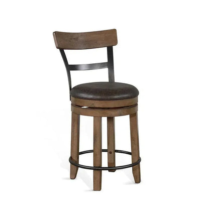 Sunny D Light Brown Round Barrel Pub Table Barstools 5 PC Set