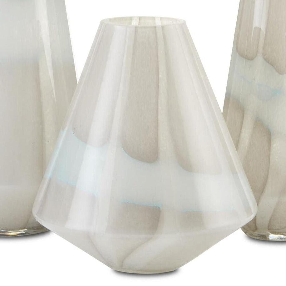 Light Gray White Floating Cloud Vase Set of 3 Vases & Jars Sideboards and Things By Currey & Co