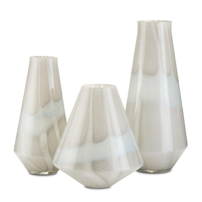 Light Gray White Floating Cloud Vase Set of 3 Vases & Jars Sideboards and Things By Currey & Co