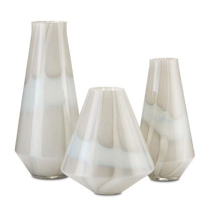 Light Gray White Floating Cloud Vase Set of 3 Vases & Jars Sideboards and Things By Currey & Co