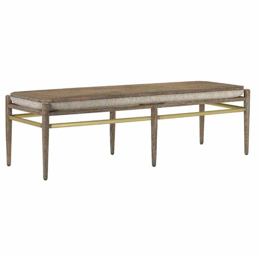 Light Pepper Brushed Brass Visby Calcutta Pepper Bench Bedroom Benches Sideboards and Things By Currey & Co