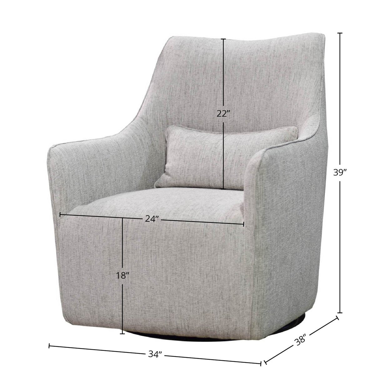 LH Home Lilith Fabric Swivel Club Chair