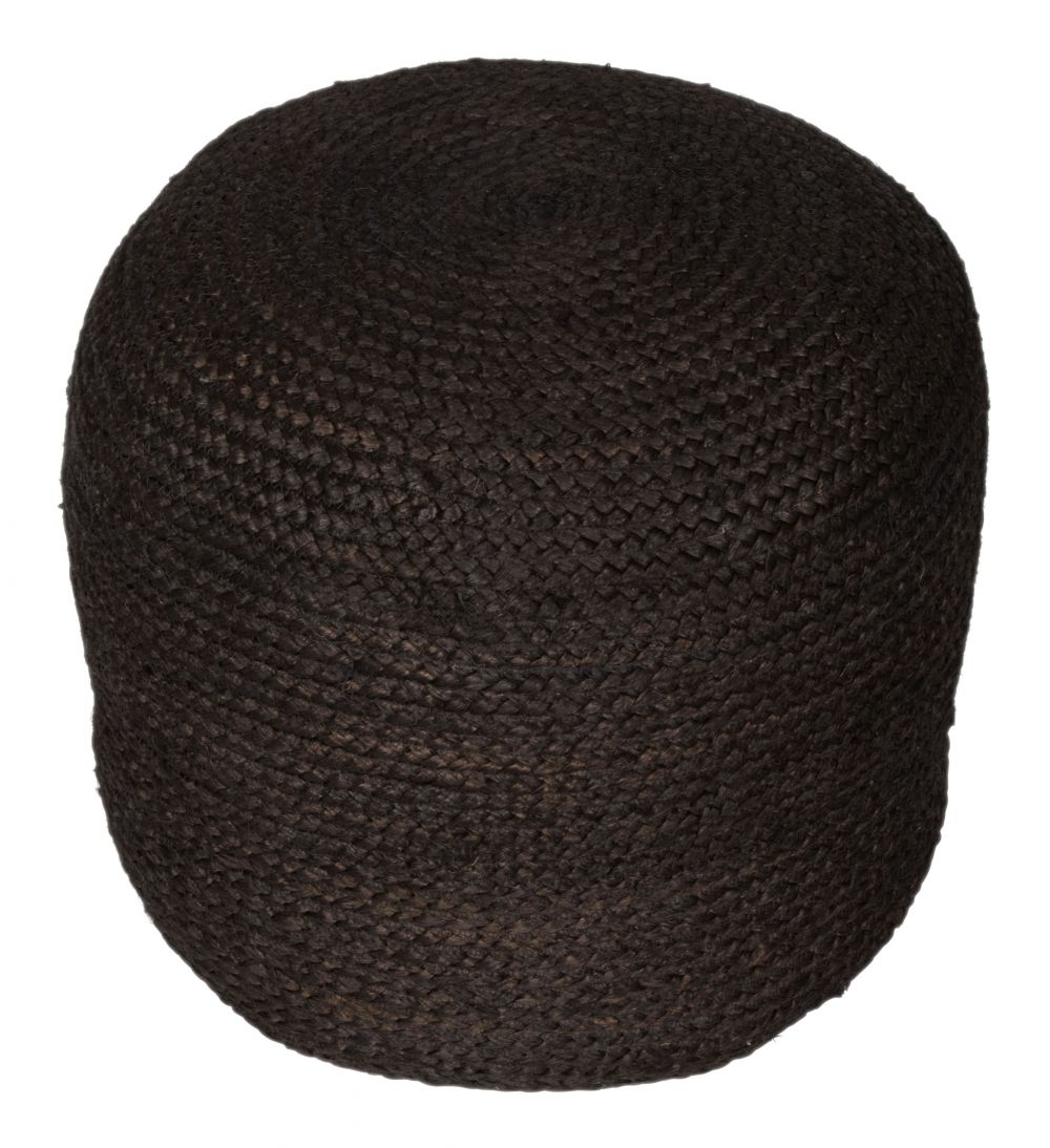 Zuo Modern Lillian Braided Jute Black Ottoman