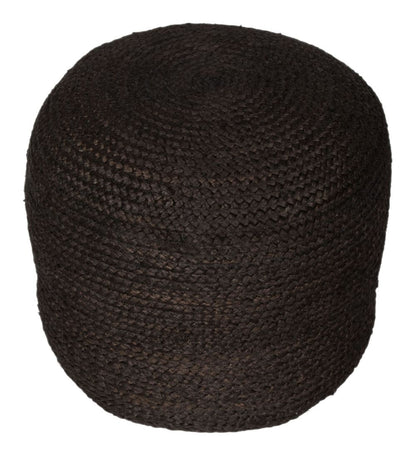 Zuo Modern Lillian Braided Jute Black Ottoman