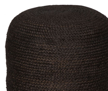 Zuo Modern Lillian Braided Jute Black Ottoman