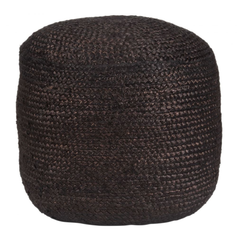 Zuo Modern Lillian Braided Jute Black Ottoman