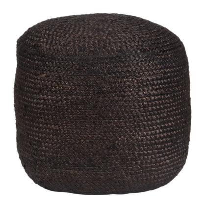 Zuo Modern Lillian Braided Jute Black Ottoman
