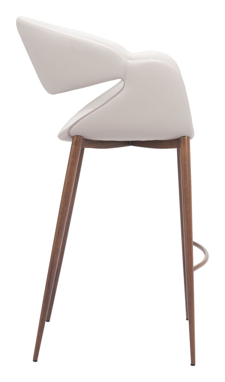 Zuo Modern Limay Faux Leather Barstool Beige & Walnut