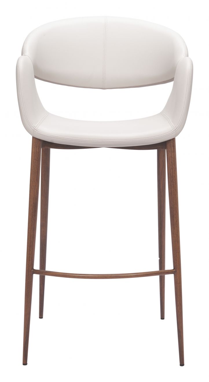 Zuo Modern Limay Faux Leather Barstool Beige & Walnut