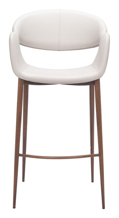 Zuo Modern Limay Faux Leather Barstool Beige & Walnut