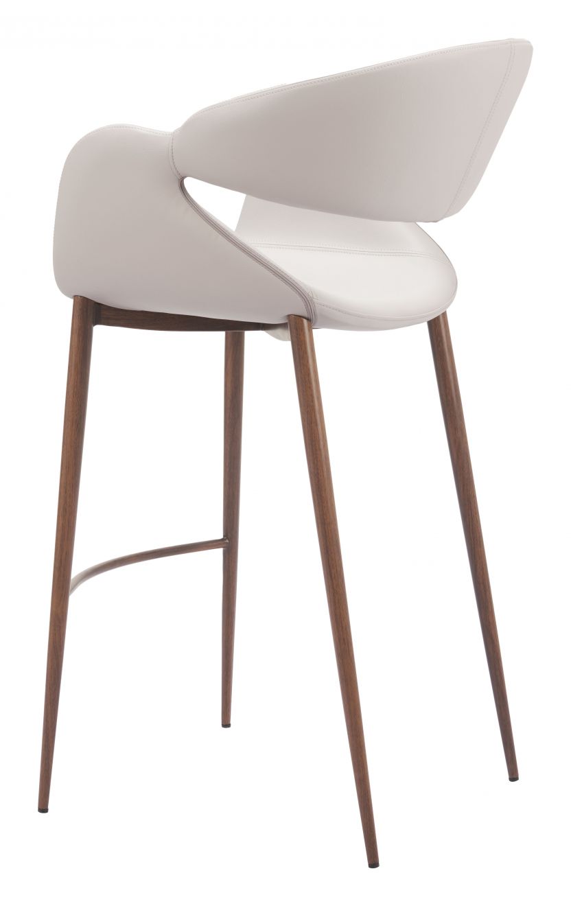 Zuo Modern Limay Faux Leather Barstool Beige & Walnut