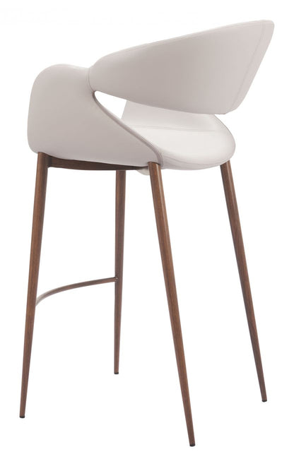 Zuo Modern Limay Faux Leather Barstool Beige & Walnut