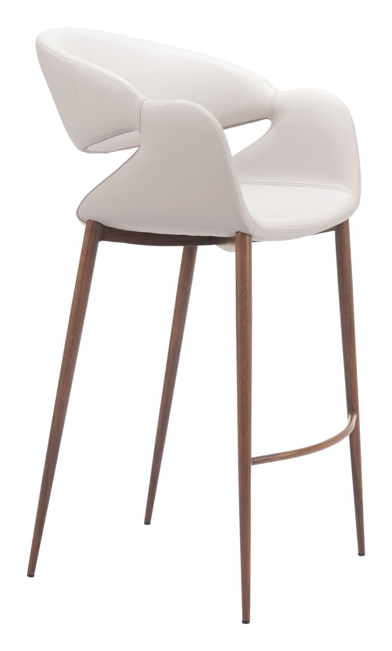 Zuo Modern Limay Faux Leather Barstool Beige & Walnut