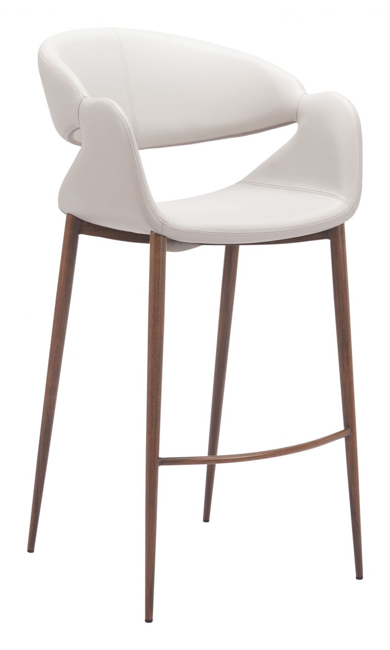 Zuo Modern Limay Faux Leather Barstool Beige & Walnut
