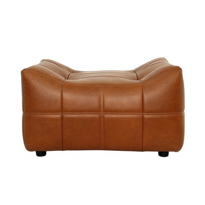 Linear Rich Brown Leather Ottoman-Ottomans-LH Imports-LOOMLAN