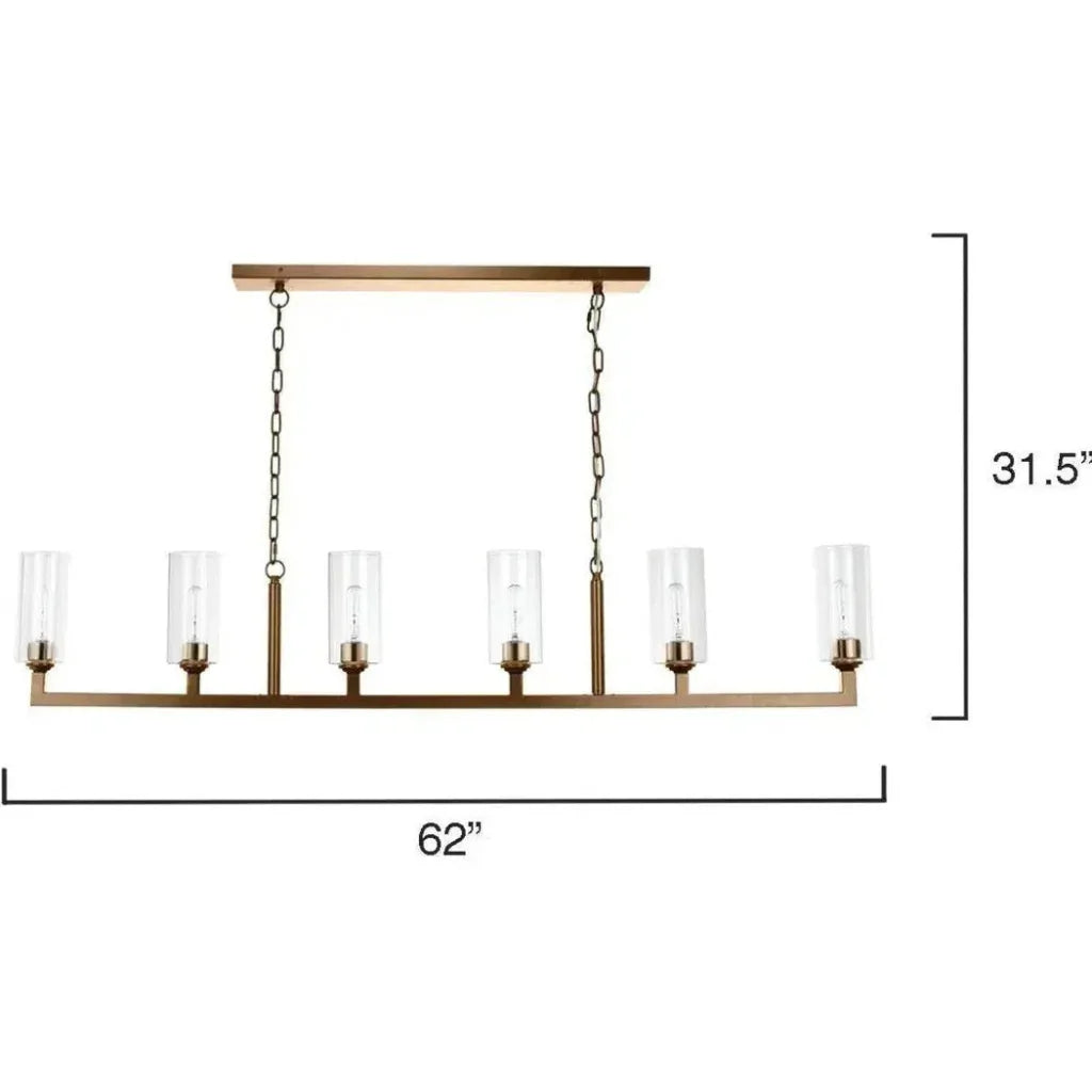 Linear Six Lights Metal Chandelier