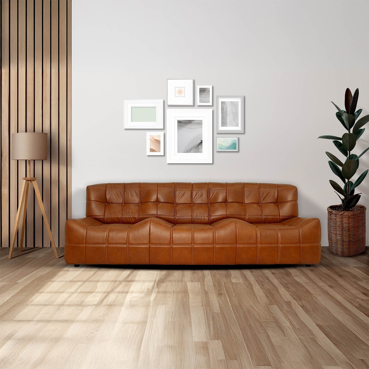 Linear Three Seater Leather Sofa