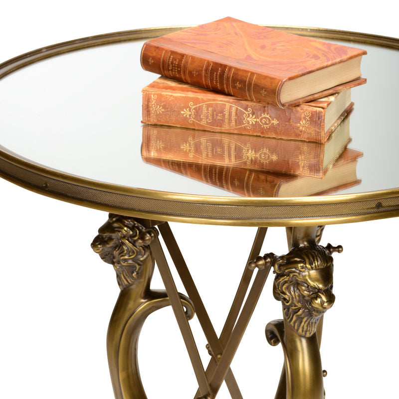Lion In The Library Brass Framed Side Table-Side Tables-Wildwood-LOOMLAN