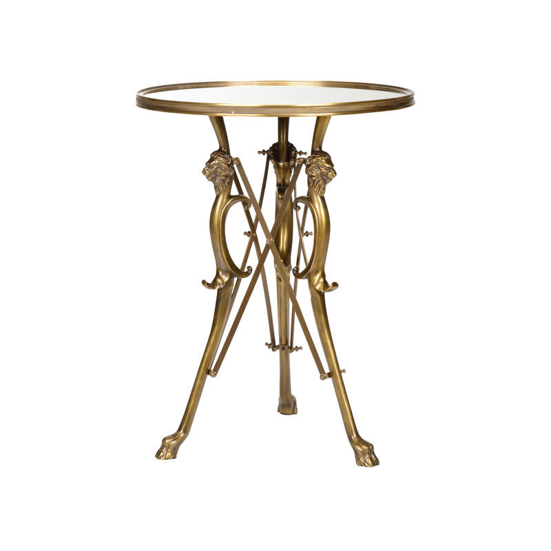 Lion In The Library Brass Framed Side Table-Side Tables-Wildwood-LOOMLAN