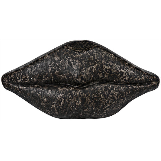 Lips Black Fiber Cement Sculpture-Statues & Sculptures-Noir-Sideboards and Things