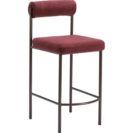 Livorno Counter Stool 2PC Red & Bronze - LOOMLAN - Zuo Modern - Counter Stools