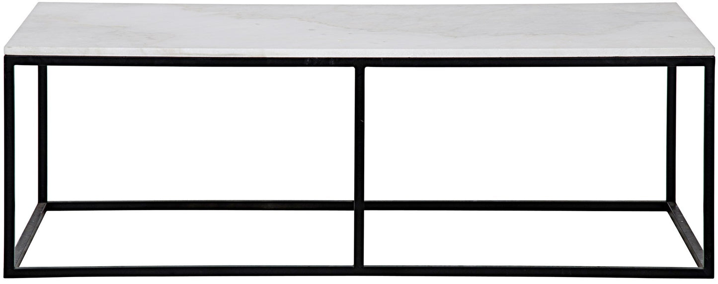 Lois Steel and Marble Rectangle Coffee Table-Coffee Tables-Noir-Sideboards and Things