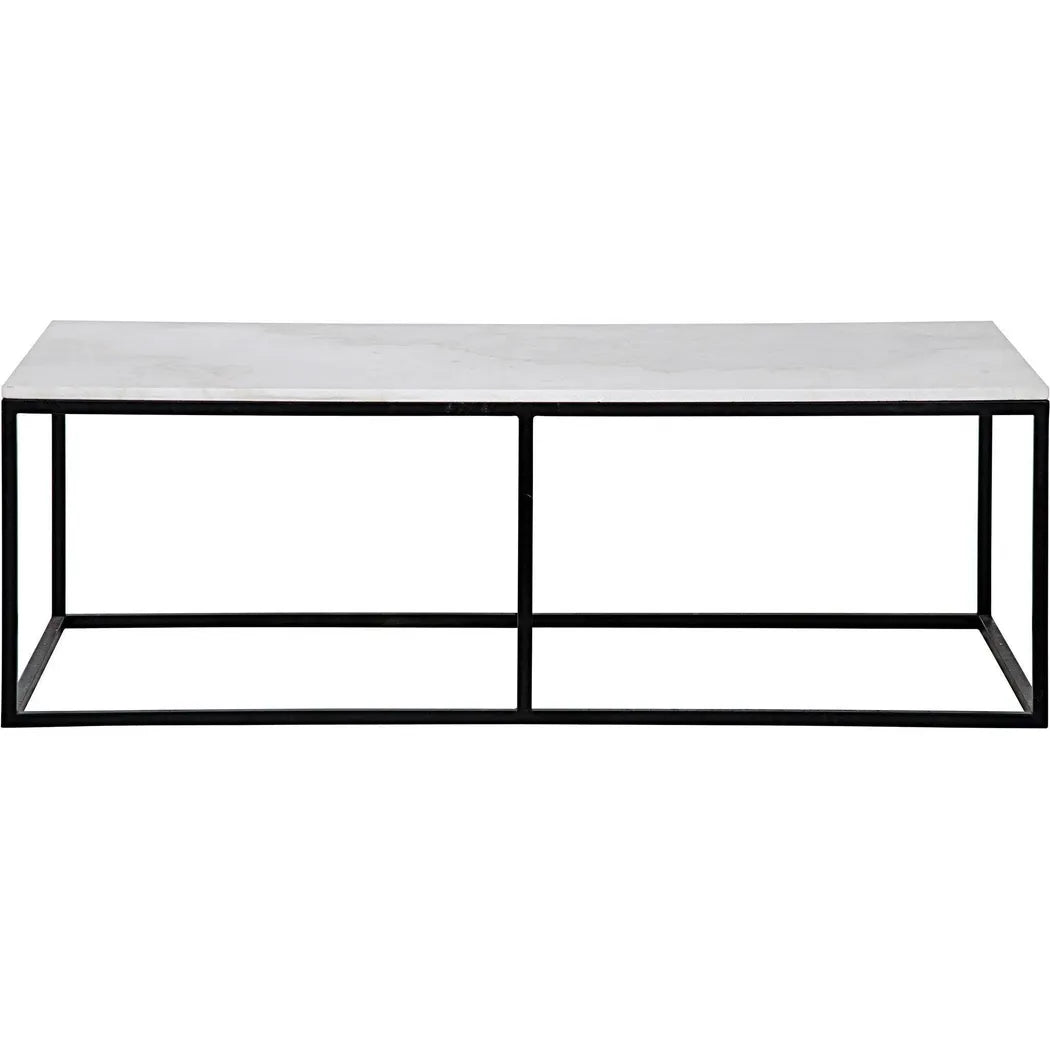 Noir Lois Steel and Marble Rectangle Coffee Table