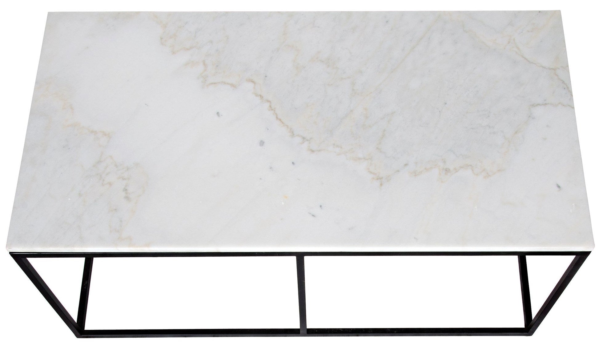 Lois Steel and Marble Rectangle Coffee Table-Coffee Tables-Noir-Sideboards and Things