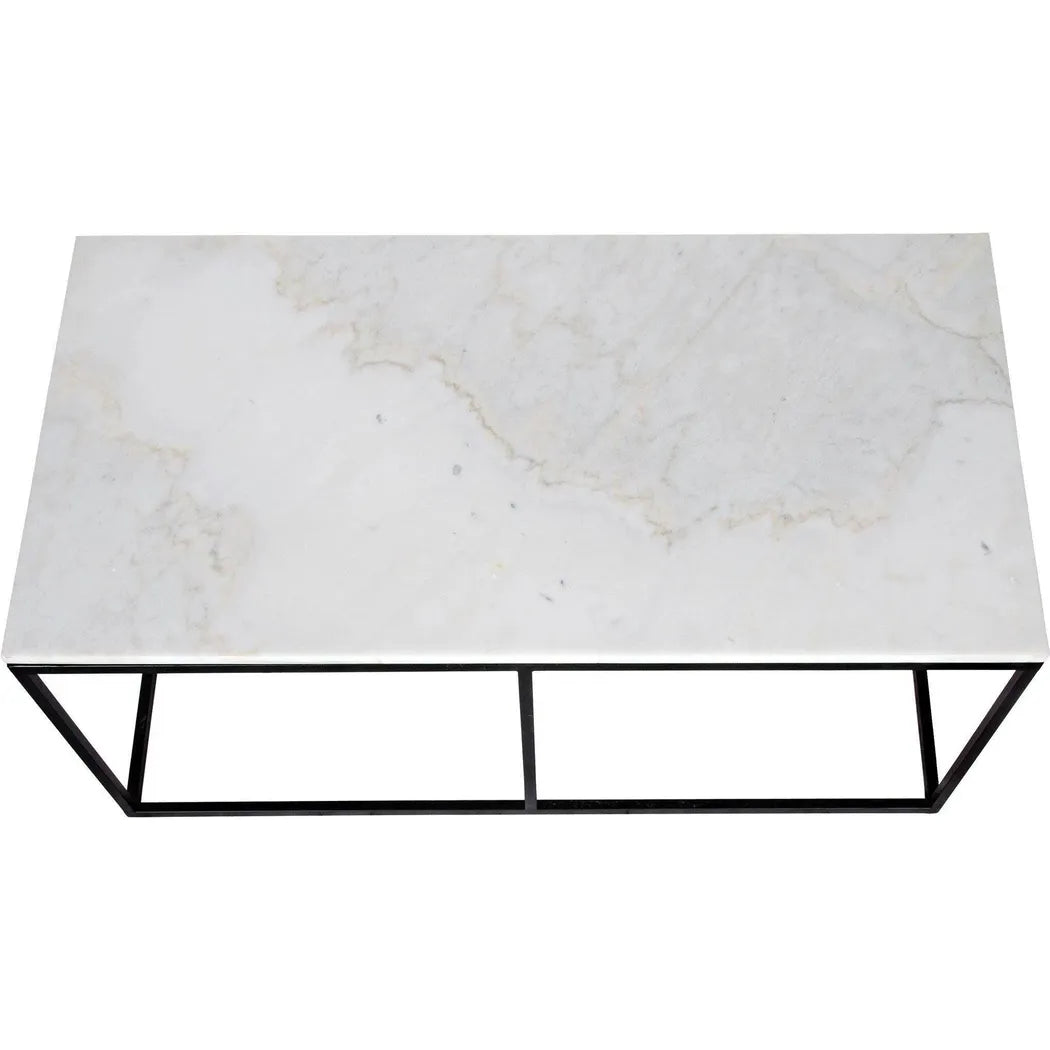 Noir Lois Steel and Marble Rectangle Coffee Table