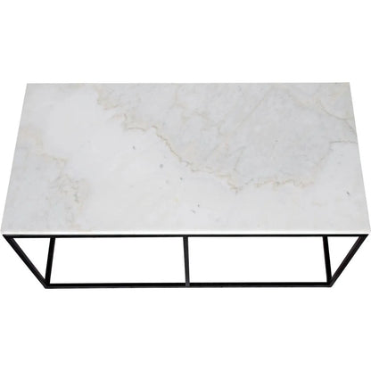 Noir Lois Steel and Marble Rectangle Coffee Table