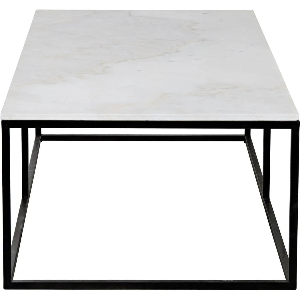 Noir Lois Steel and Marble Rectangle Coffee Table