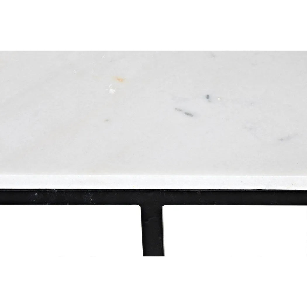 Noir Lois Steel and Marble Rectangle Coffee Table