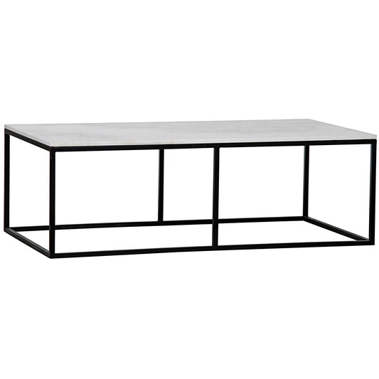 Lois Steel and Marble Rectangle Coffee Table-Coffee Tables-Noir-Sideboards and Things