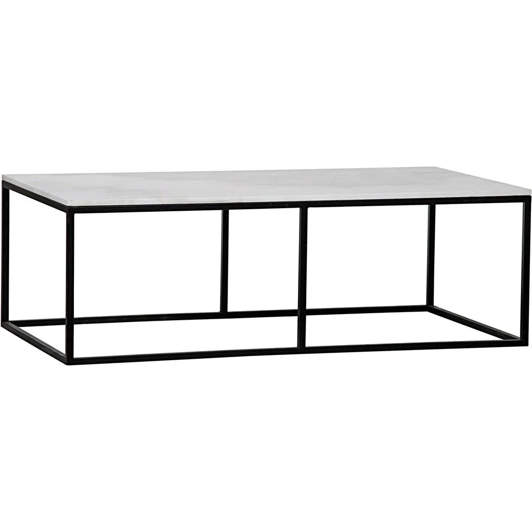 Noir Lois Steel and Marble Rectangle Coffee Table