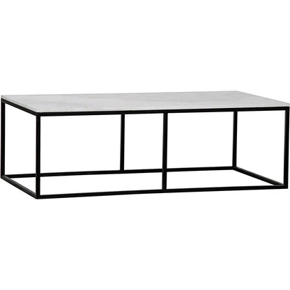 Noir Lois Steel and Marble Rectangle Coffee Table