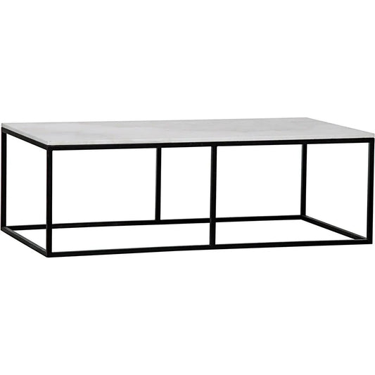 Noir Lois Steel and Marble Rectangle Coffee Table