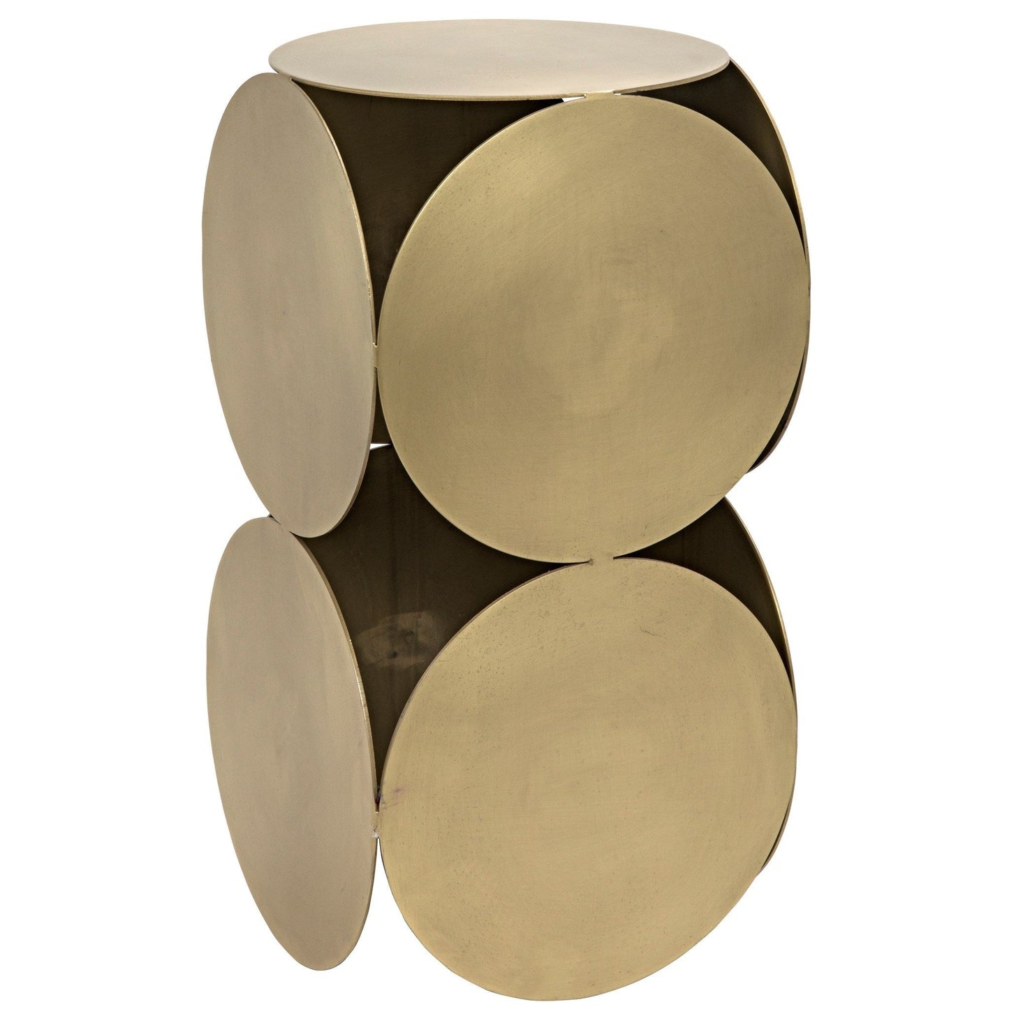 Lola Steel Round Side Table With Brass Finish-Side Tables-Noir-Sideboards and Things