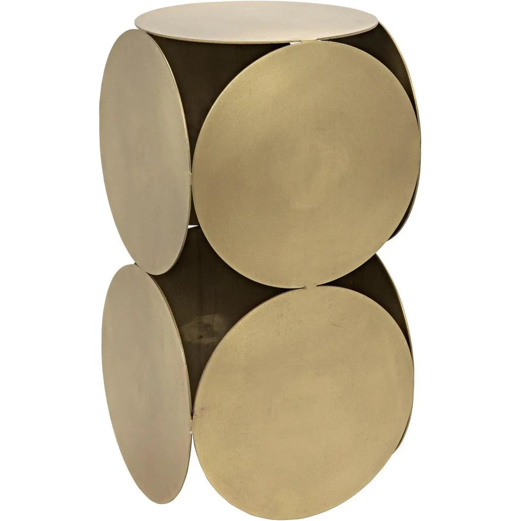 Noir Lola Steel Round Side Table With Brass