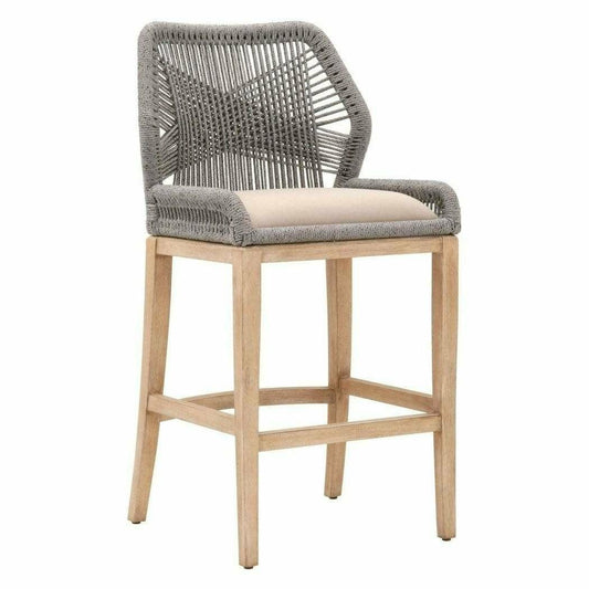 Loom Barstool Platinum Rope Light Gray Natural Gray Mahogany Bar Stools Sideboards and Things By Essentials For Living