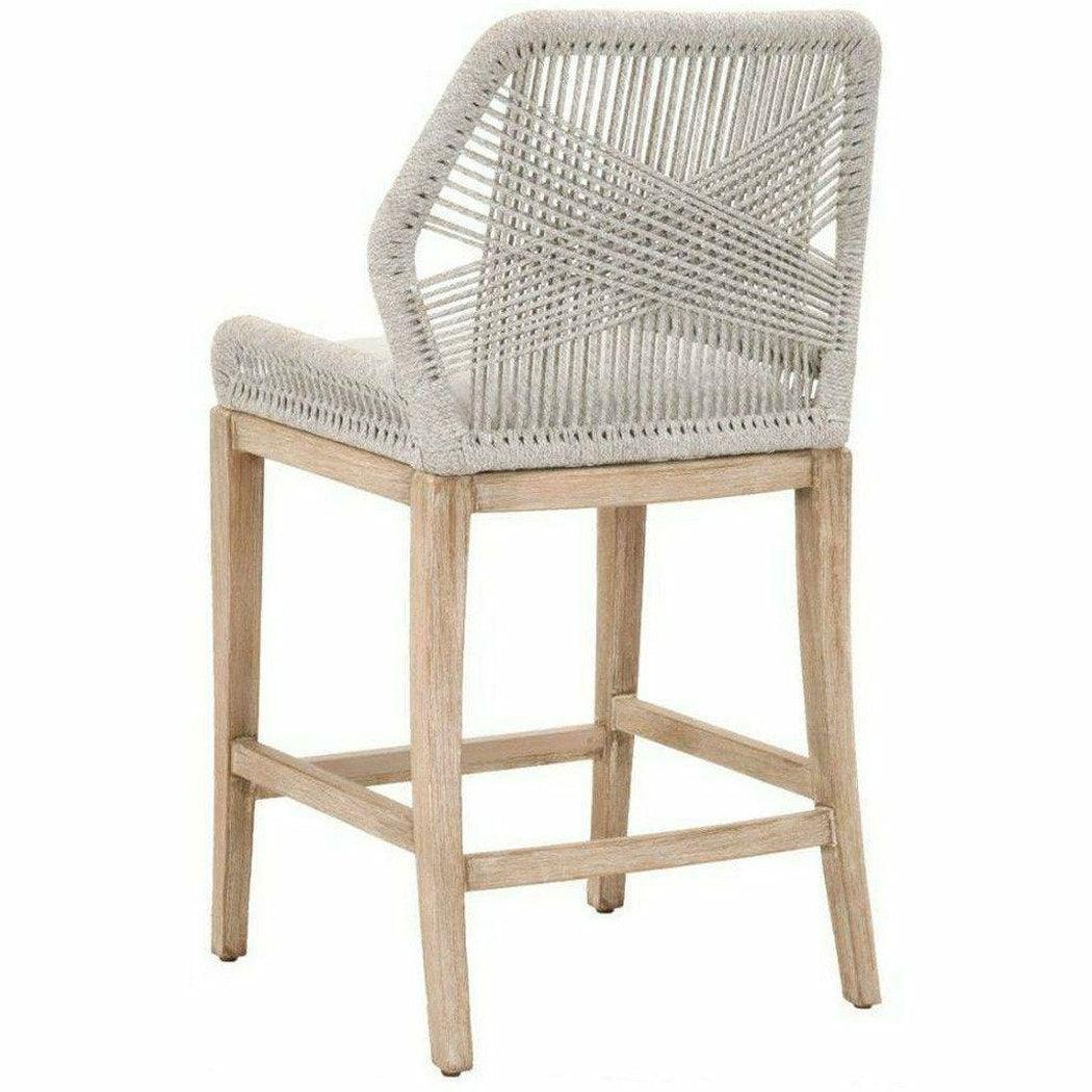 Loom Barstool Taupe & White Flat Rope Pumice Mahogany Bar Stools Sideboards and Things By Essentials For Living