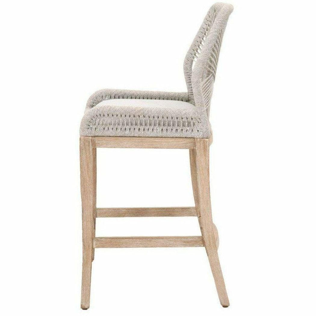 Loom Barstool Taupe & White Flat Rope Pumice Mahogany Bar Stools Sideboards and Things By Essentials For Living