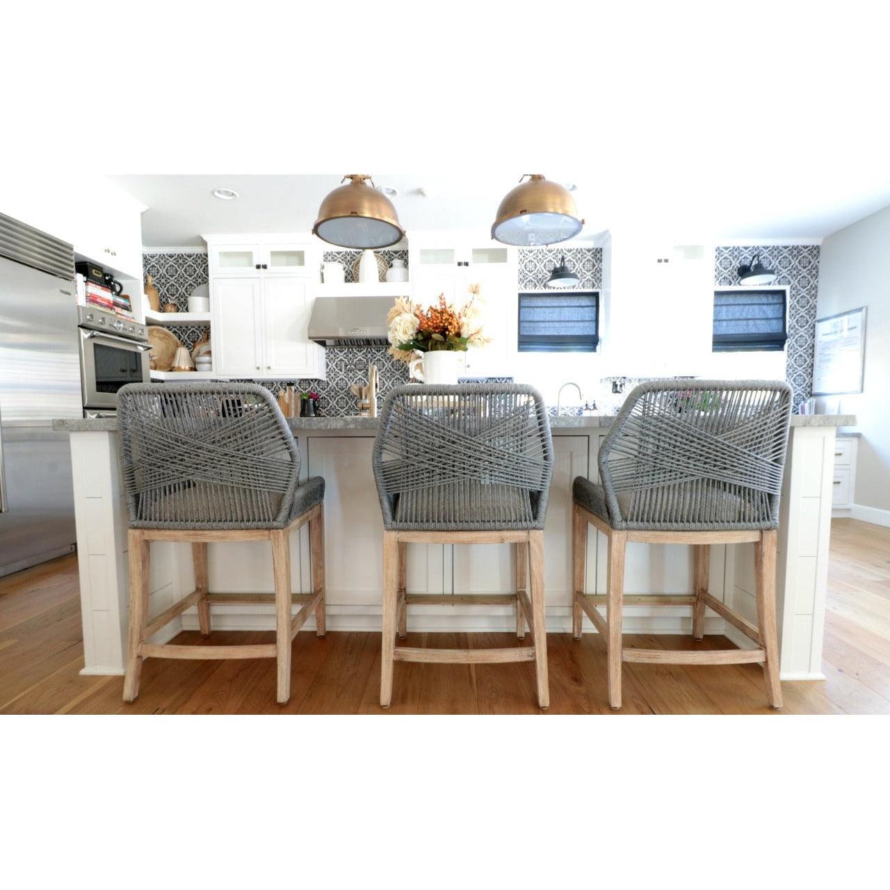 Loom Counter Stool Platinum Rope Light Gray Mahogany Counter Stools Sideboards and Things By Essentials For Living