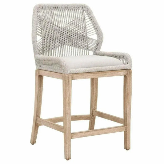 Essentials For Living Loom Counter Stool Taupe & White Rope & Wood