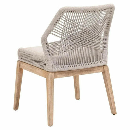 Loom Dining Chair Set of 2 Taupe and White Rope Mahogany Wood Dining Chairs Sideboards and Things By Essentials For Living